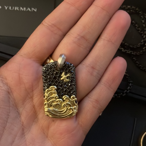 DAVID YURMAN GOLD & BLACK DIMOND DOG TAG - Picture 3 of 8